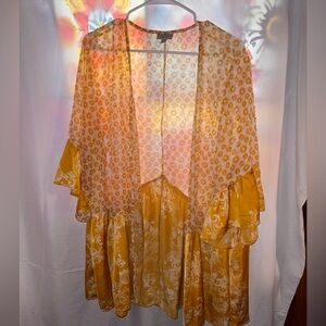 Avenue Yellow Floral Women's Kimono